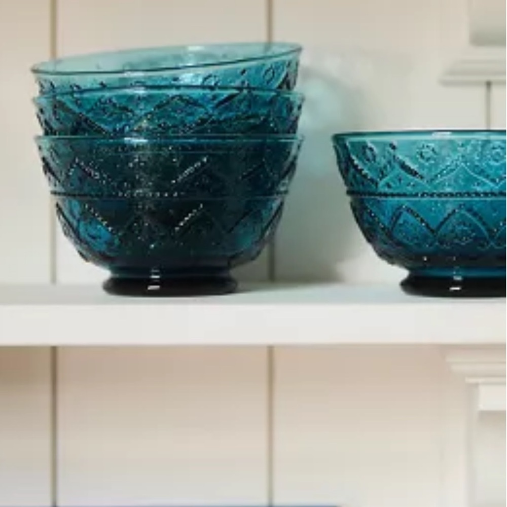 Anthropologie THE BOMBAY HANDBLOWN GLASS CEREAL BOWLS, SET OF 4 Style 91148932